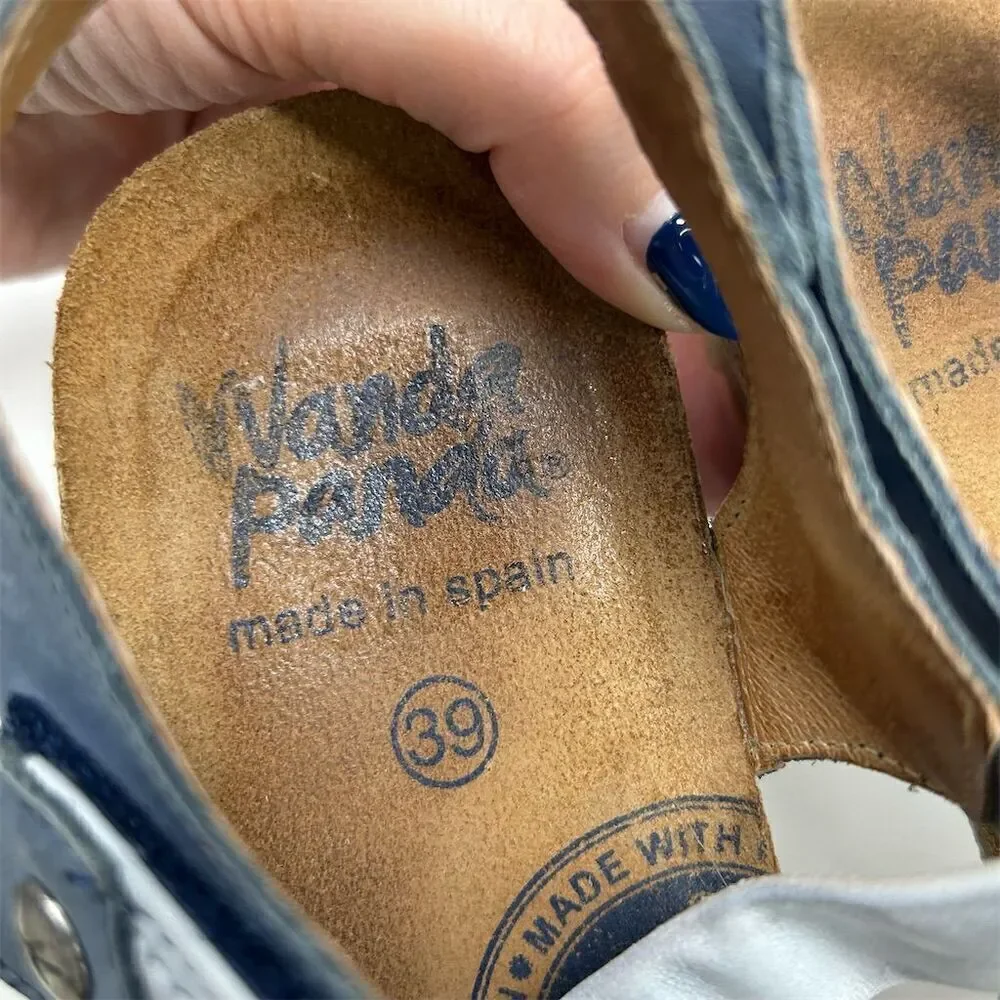 Wanda Panda Blue Slingback Strappy Sandals Size 39 (US 8.5) Casual Summer